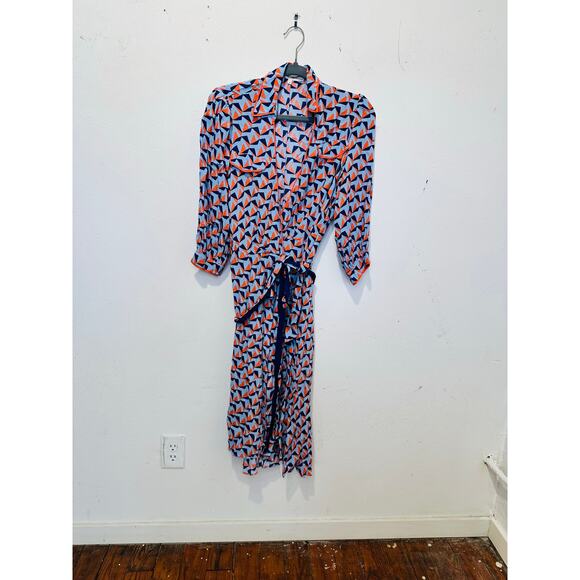 DOANE VON FURSTENBERG Women's Multicolored Geometric Print Ana Wrap Dress Size 8 - Picture 5 of 13